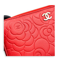 Camelia Wallet Long Red in Lambskin, Silver hardware