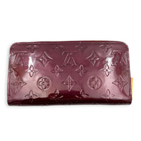 Zippy Wallet Long Amarante in Monogram Vernis Leather, Gold hardware