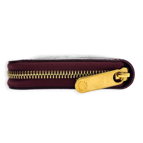 Zippy Wallet Long Amarante in Monogram Vernis Leather, Gold hardware
