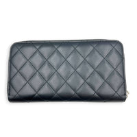 Cambon Wallet Long Black in Lambskin, Silver hardware