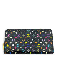 Zippy Wallet Noir Multicolore in Coated Canvas, Gold hardware
