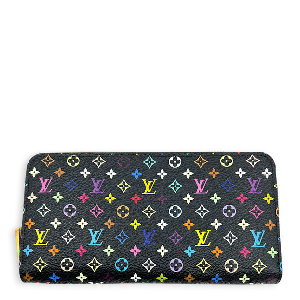 Zippy Wallet Noir Multicolore in Coated Canvas, Gold hardware