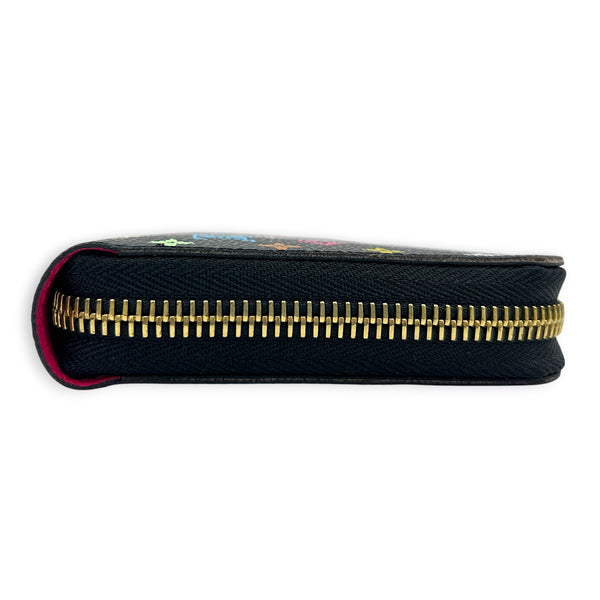 Zippy Wallet Noir Multicolore in Coated Canvas, Gold hardware