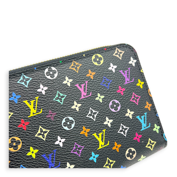 Zippy Wallet Noir Multicolore in Coated Canvas, Gold hardware