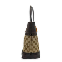 GG Bamboo Brown Top Handle Bag in Monogram Coated Canvas, Gold hardware