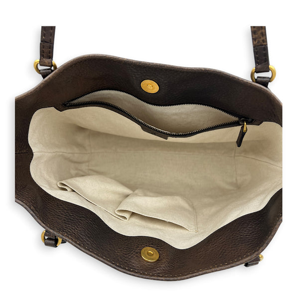 GG Bamboo Brown Top Handle Bag in Monogram Coated Canvas, Gold hardware