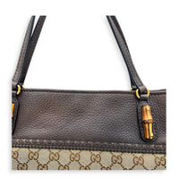 GG Bamboo Brown Top Handle Bag in Monogram Coated Canvas, Gold hardware