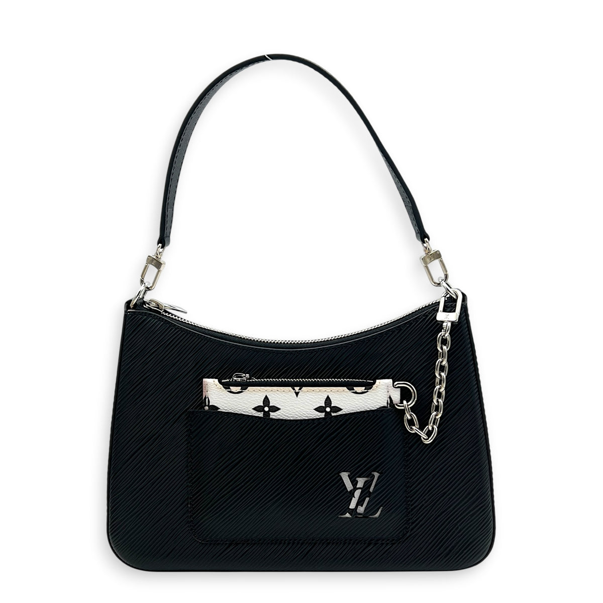 Marelle Black Shoulder Bag in Epi Leather, Silver hardware