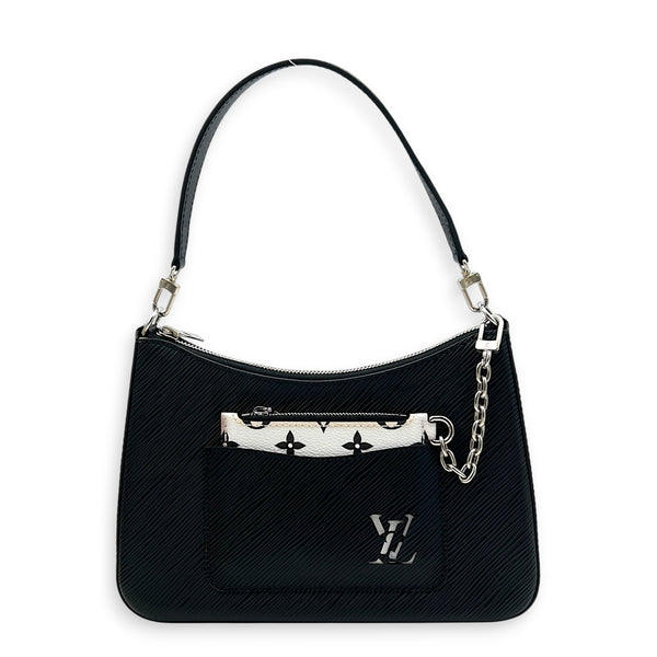 Marelle Black Shoulder Bag in Epi Leather, Silver hardware