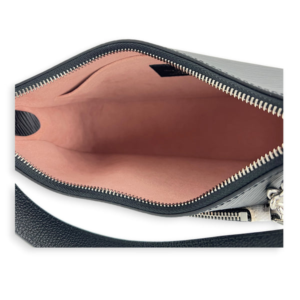 Marelle Black Shoulder Bag in Epi Leather, Silver hardware