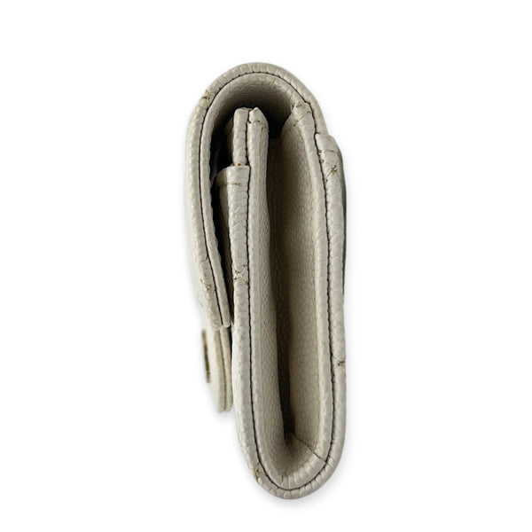 Classic Card Holder White in Caviar Leather, Silver hardware