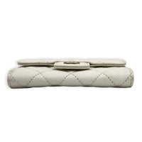 Classic Card Holder White in Caviar Leather, Silver hardware