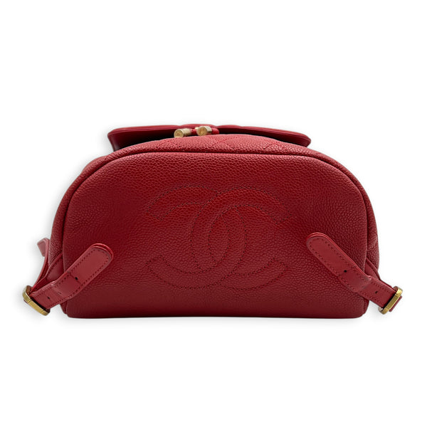 CC Filigree Backpack Red in Caviar Leather, Gold hardware