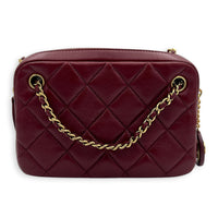 Camera Crossbody Bag Mini Red in Lambskin, Gold hardware