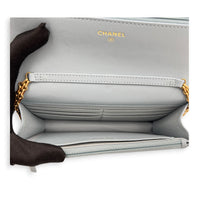 2.55 Wallet On Chain Light Blue in Calfskin, Gold hardware