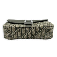 Saddle Shoulder Bag Green in Coated Canvas, Silver hardware