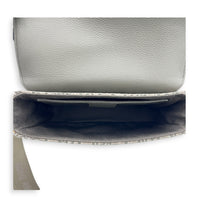Saddle Shoulder Bag Green in Coated Canvas, Silver hardware