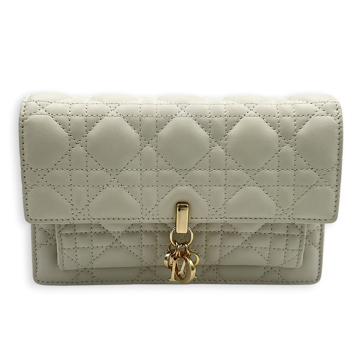 Miss Dior Wallet On Chain White, Gold hardware