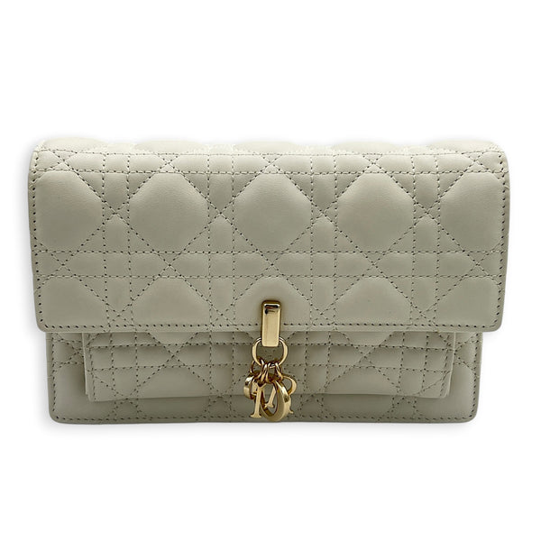 Miss Dior Wallet On Chain White, Gold hardware