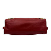 City Edge Medium Red Top Handle Bag in Goat Leather, Gold hardware