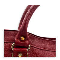 City Edge Medium Red Top Handle Bag in Goat Leather, Gold hardware