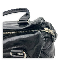 Giant 21 Top Handle Bag Black in Distressed Leather, Silver hardware