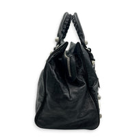 Giant 21 Top Handle Bag Black in Distressed Leather, Silver hardware