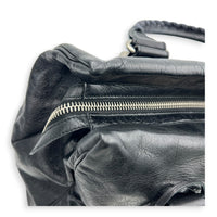Giant 21 Top Handle Bag Black in Distressed Leather, Silver hardware