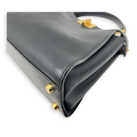 Peekaboo Essential Top Handle Bag Black in Calfskin, Gold hardware