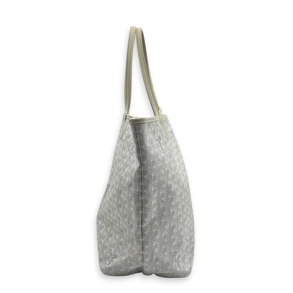 Saint Louis Tote Bag PM White in Coated Canvas, Silver hardware
