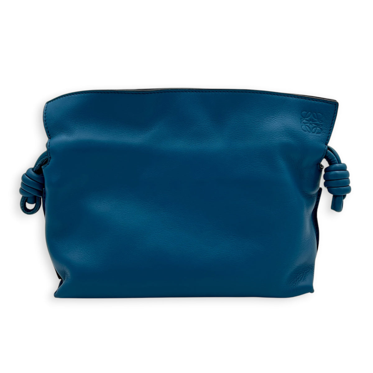 Flamenco Shoulder Bag Small Blue in Nappa Leather, Silver hardware