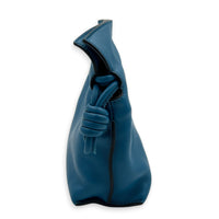 Flamenco Shoulder Bag Small Blue in Nappa Leather, Silver hardware