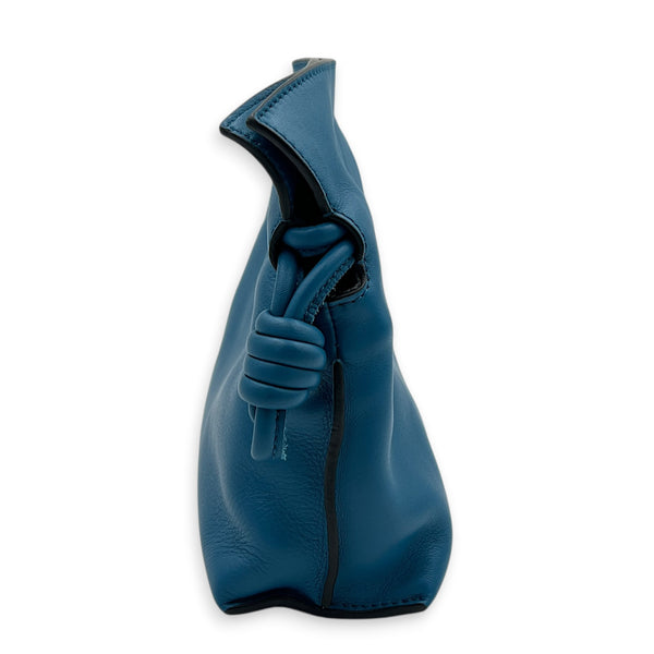 Flamenco Shoulder Bag Small Blue in Nappa Leather, Silver hardware