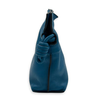 Flamenco Shoulder Bag Small Blue in Nappa Leather, Silver hardware