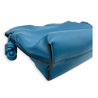 Flamenco Shoulder Bag Small Blue in Nappa Leather, Silver hardware