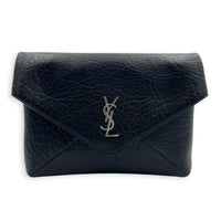 Cassandra Envelope Crossbody Bag Black in Lambskin, Silver hardware