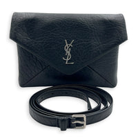 Cassandra Envelope Crossbody Bag Black in Lambskin, Silver hardware