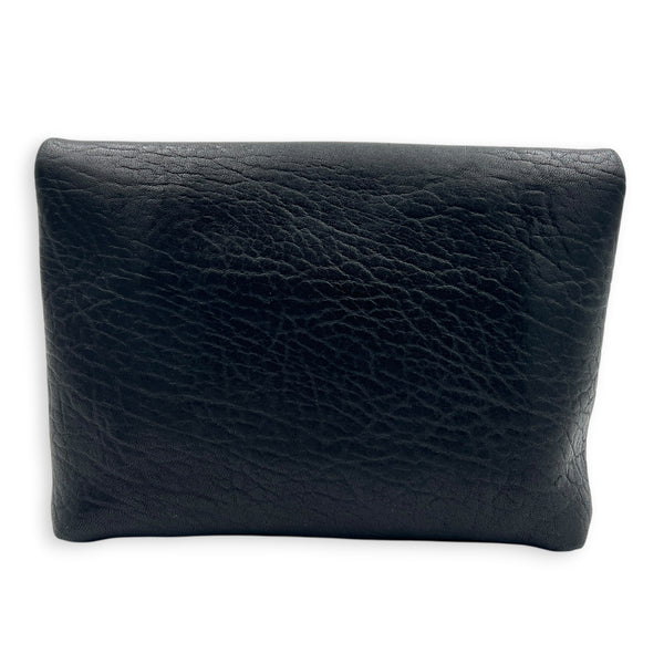 Cassandra Envelope Crossbody Bag Black in Lambskin, Silver hardware
