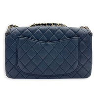 CC Filigree Shoulder Bag Medium Navy in Caviar Leather, Gold hardware