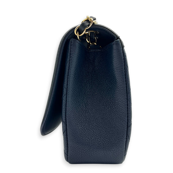 CC Filigree Shoulder Bag Medium Navy in Caviar Leather, Gold hardware