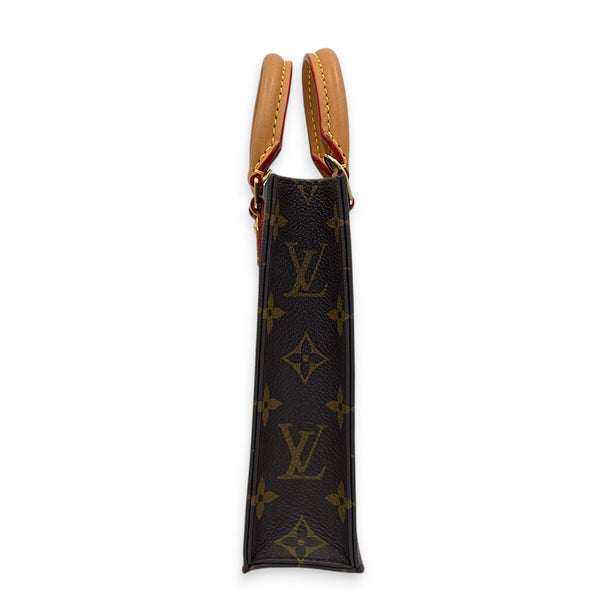 Sac Plat Top Handle Bag BB Brown in Monogram Coated Canvas, Gold hardware