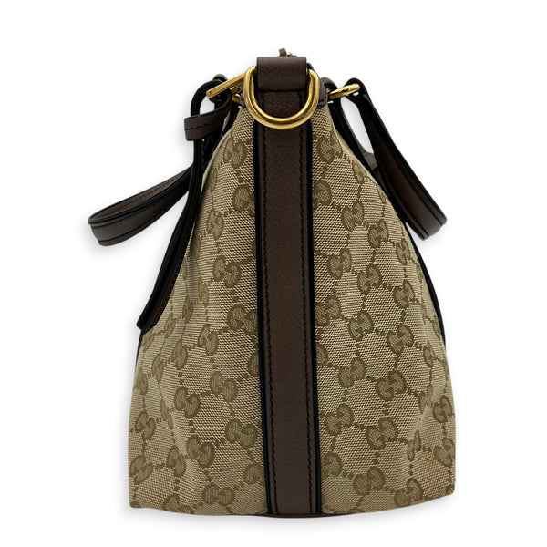 Bamboo Top Handle Bag Beige in Monogram Coated Canvas, Gold hardware