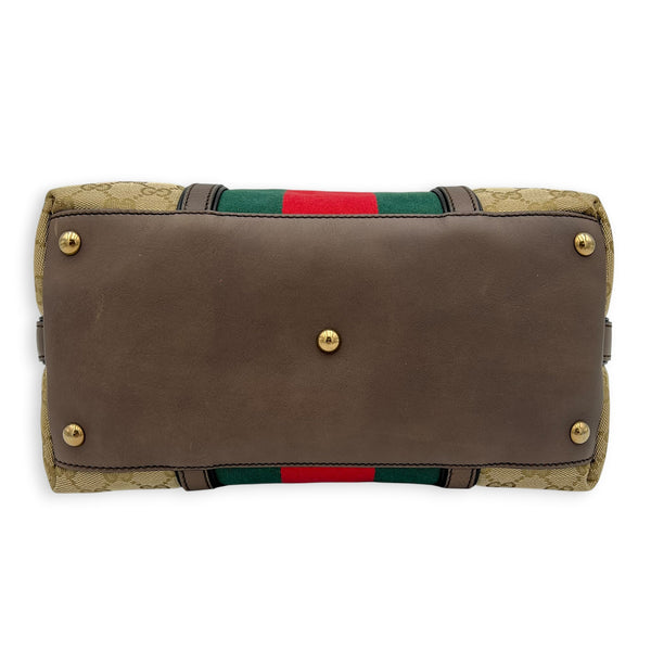 Bamboo Top Handle Bag Beige in Monogram Coated Canvas, Gold hardware