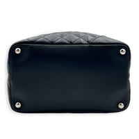 Cambon Black with White CC Logo Tote Bag in Lambskin, Silver hardware