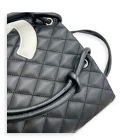 Cambon Black with White CC Logo Tote Bag in Lambskin, Silver hardware