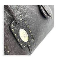 Selleria Linda Brown Top Handle Bag in Calfskin, Gunmetal hardware