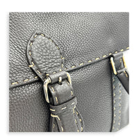 Selleria Linda Brown Top Handle Bag in Calfskin, Gunmetal hardware