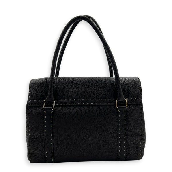 Selleria Linda Brown Top Handle Bag in Calfskin, Gunmetal hardware