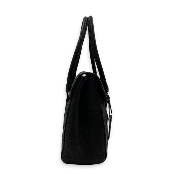 Selleria Linda Brown Top Handle Bag in Calfskin, Gunmetal hardware