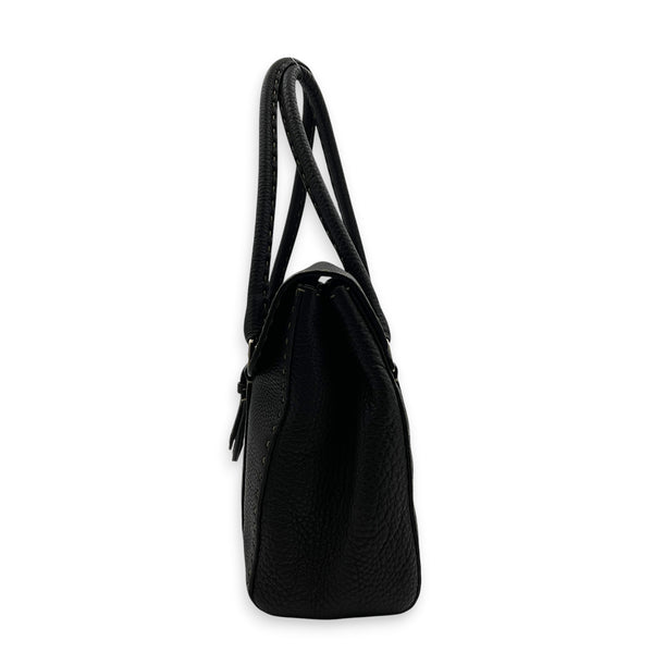Selleria Linda Brown Top Handle Bag in Calfskin, Gunmetal hardware